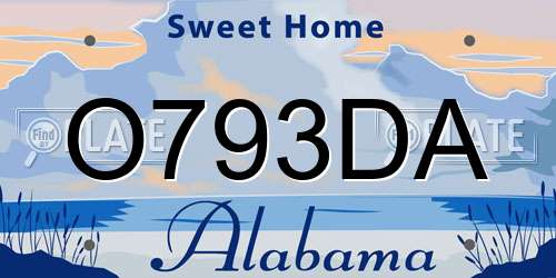 O793DA Alabama License Plate