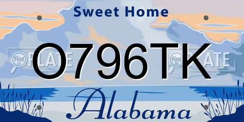 O796TK Alabama License Plate