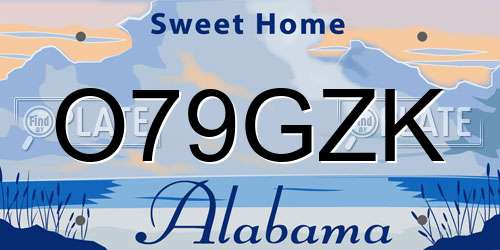 O79GZK Alabama License Plate