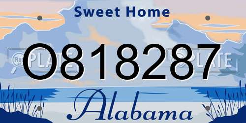 O818287 Alabama License Plate