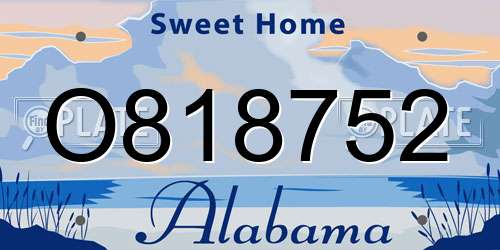 O818752 Alabama License Plate