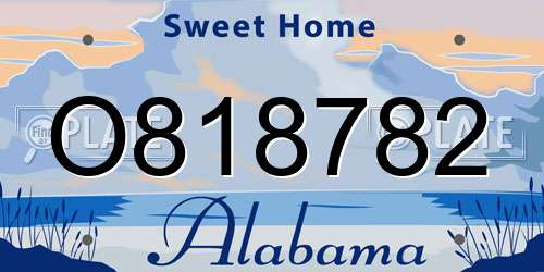 O818782 Alabama License Plate