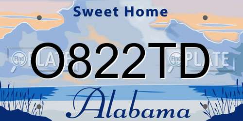 O822TD Alabama License Plate