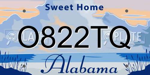 O822TQ Alabama License Plate