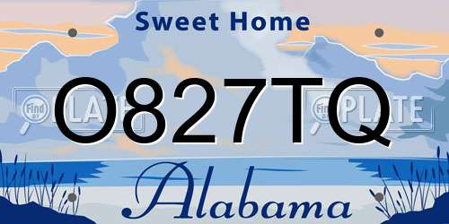 O827TQ Alabama License Plate