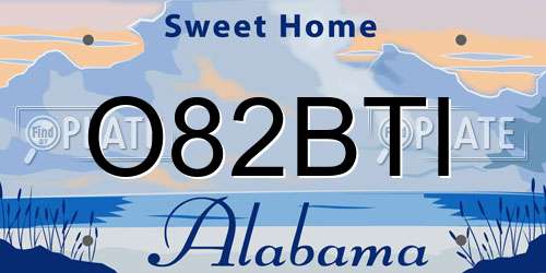 O82BTI Alabama License Plate