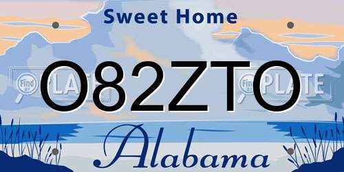 O82ZTO Alabama License Plate