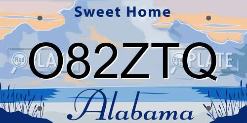 O82ZTQ Alabama License Plate