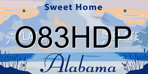 O83HDP Alabama License Plate