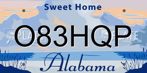 O83HQP Alabama License Plate