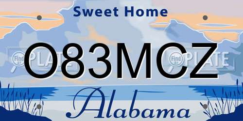 O83MCZ Alabama License Plate