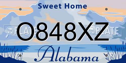 O848XZ Alabama License Plate