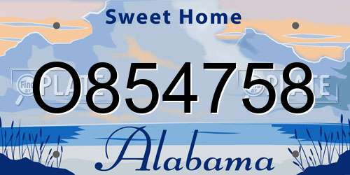 O854758 Alabama License Plate