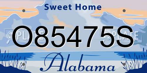 O85475S Alabama License Plate