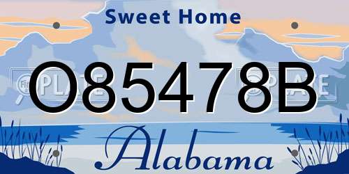 O85478B Alabama License Plate