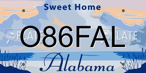 O86FAL Alabama License Plate