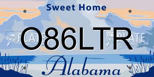 O86LTR Alabama License Plate