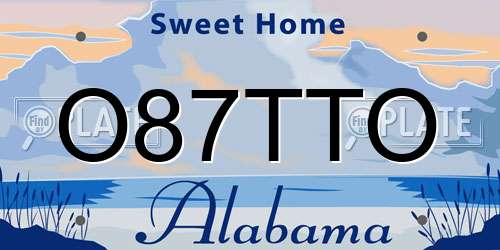 O87TTO Alabama License Plate