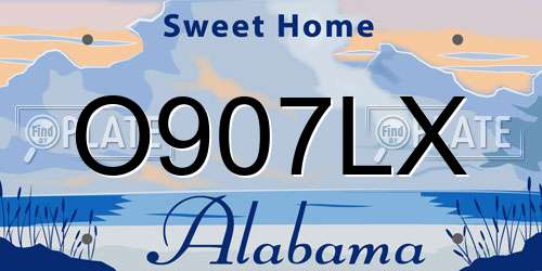 O907LX Alabama License Plate