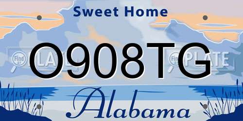 O908TG Alabama License Plate