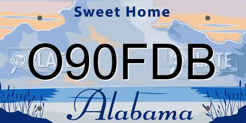 O90FDB Alabama License Plate
