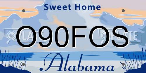 O90FOS Alabama License Plate