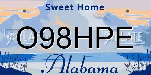O98HPE Alabama License Plate