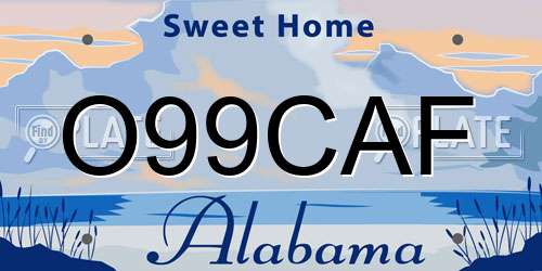 O99CAF Alabama License Plate