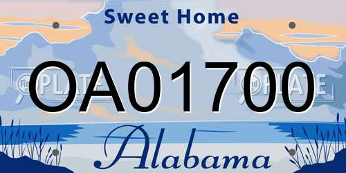 OA01700 Alabama License Plate