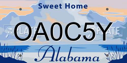 OA0C5Y Alabama License Plate