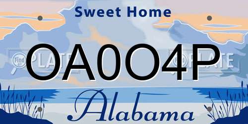 OA0O4P Alabama License Plate