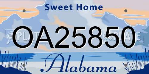 OA25850 Alabama License Plate