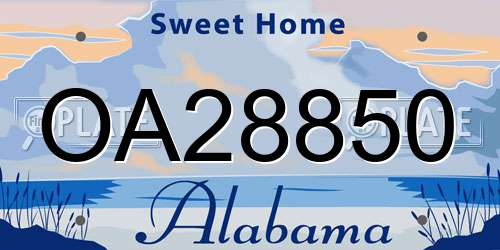 OA28850 Alabama License Plate