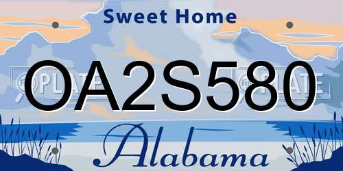 OA2S580 Alabama License Plate