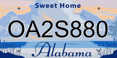 OA2S880 Alabama License Plate