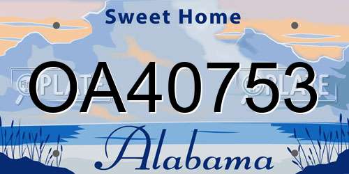 OA40753 Alabama License Plate