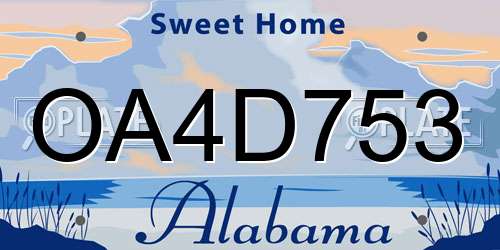 OA4D753 Alabama License Plate