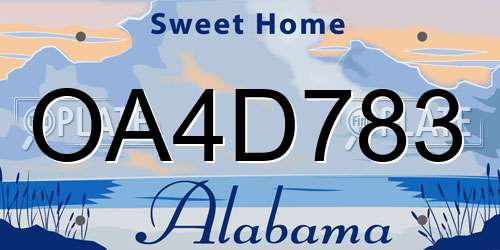 OA4D783 Alabama License Plate