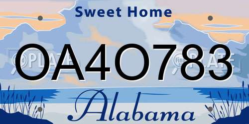 OA4O783 Alabama License Plate