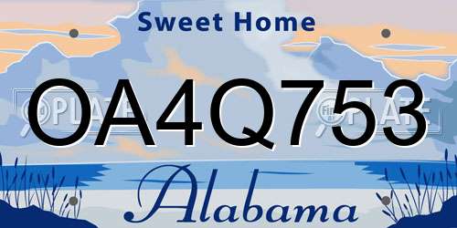 OA4Q753 Alabama License Plate
