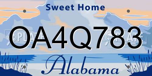 OA4Q783 Alabama License Plate
