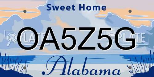 OA5Z5G Alabama License Plate