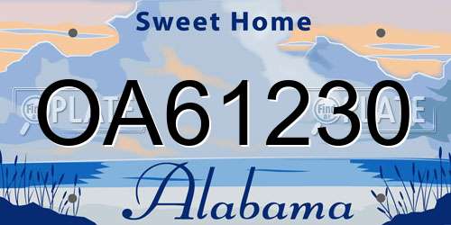 OA61230 Alabama License Plate