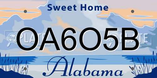 OA6O5B Alabama License Plate