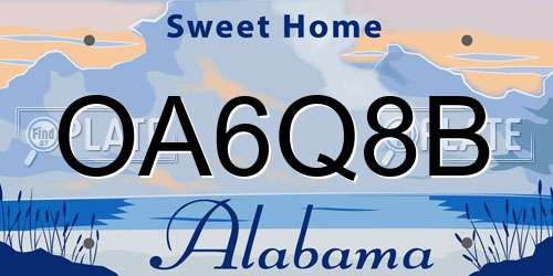 OA6Q8B Alabama License Plate