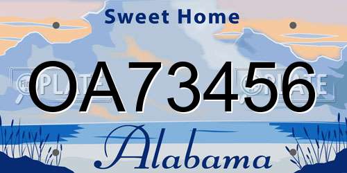 OA73456 Alabama License Plate