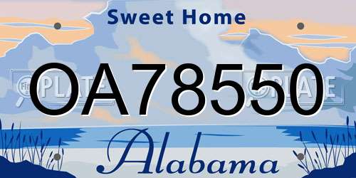 OA78550 Alabama License Plate