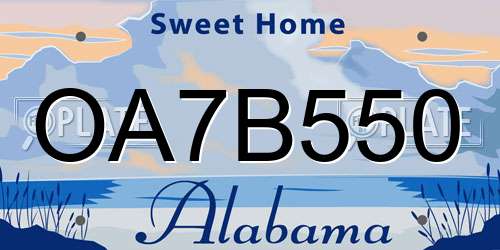 OA7B550 Alabama License Plate