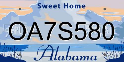 OA7S580 Alabama License Plate