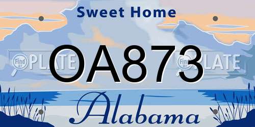 OA873 Alabama License Plate